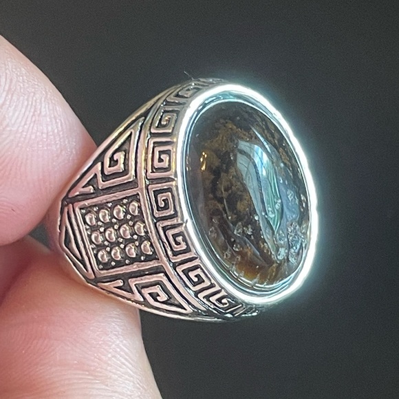 Tigers eye stone silver ring size 9 - Picture 6 of 9
